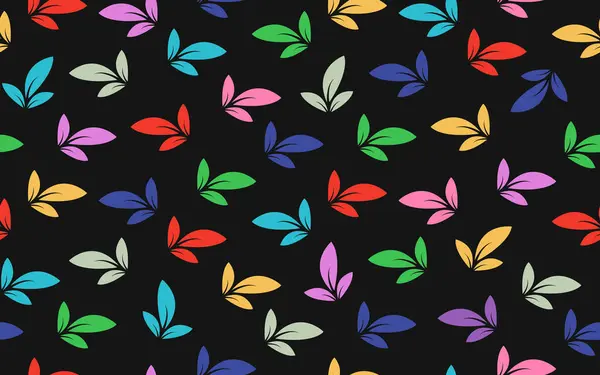 Renkli çiçek yaprakları kusursuz yaz modası minimalist minimalizm dekoratif retro, tarz, 90 'lar, 80' ler, eski vektör dokusu kumaş kumaş kağıt baskı siyah arka plan kağıdı