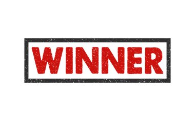 Kazanan kauçuk mühür kırmızı mürekkep işareti grunge etkisi vektör illüstrasyon kupa artışı başarı sunum web pankartı şeffaf arkaplan