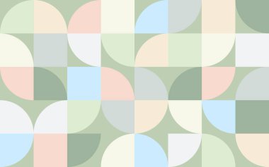 Soyut geometrik şekil dikişsiz desen soluk yeşil renk teması dikdörtgenler daireler temiz şekil mordern yaratıcı biçim vektör dokusu arka plan duvar kağıdı kağıt baskı