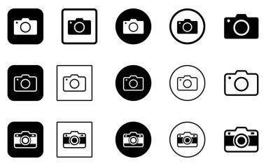 Kamera simgesi, fotoğraf makinesinin fotoğrafını çek fotoğraf panjuru flaş dijital uygulama modern minimalist sembol vektör grafik simgesi düz biçim
