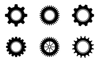 Vites tekerleği simgesi ayarlanıyor. Çarklı bilgisayar sistemi uygulaması yapılandırma vektör düğmeleri