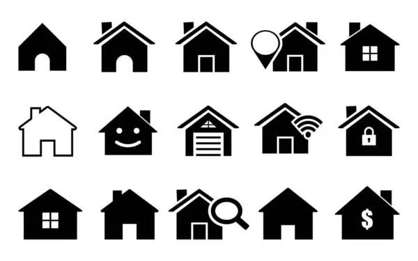 Ev ikonu set evi konsept iş konsepti satış sembolü işaret ana sayfa uygulama web sayfası siyah düğmeler