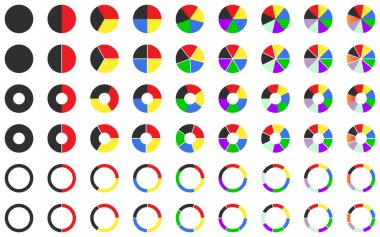 Pasta grafiği çember diyagramı segmentli bölümler veya bölümler infografik iş veri analizi Cliptart vektörü web ui sunumu