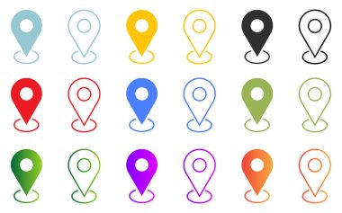 Konum simgesi rengarenk simgeler harita işaretçisi işaret işareti ana hatları belirle hedef adres belirleyici