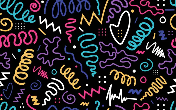 Canlı çizgi karalamaları kusursuz modası geçmiş 90 'ların modası çocukların konfeti dokusu çocuksu karalamalar tekrarlanabilir duvar kağıtları