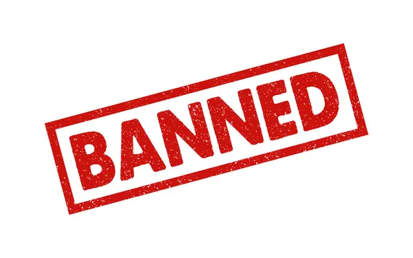 Yasaklanmış kırmızı mürekkep kauçuk mühür işareti mühür rozet tozlu grunge efekti reddedilmiş uyarı bilgi etiketi vignette