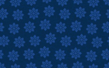 Çiçeksiz desenli mavi çiçek rengi süs deseni retro kumaş kumaş kağıt baskı ambalajı