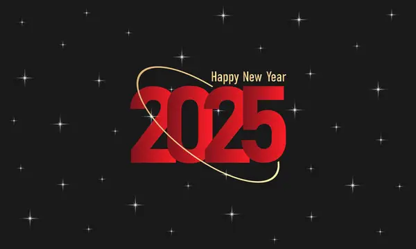 Mutlu yıllar 2025 metin logosu poster kapağı modern tarz kırmızı altın metin siyah arkaplan kutlamaları