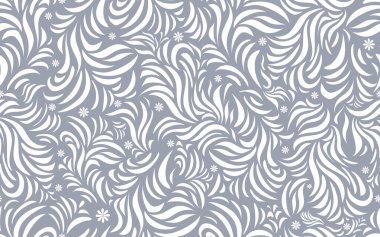 Elle çizilmiş siyah beyaz siluet çiçekli karalamalar pürüzsüz desenli kavisli çizgi dekoratif süslemeli soyut arka plan