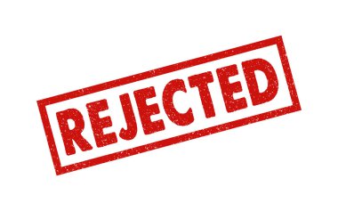 Reddedilmiş kırmızı mürekkep kauçuk mühür işareti mühür rozet tozlu grunge efekti onaylanmamış başarısızlık reddedilmiş uyarı bilgi etiketi vignette