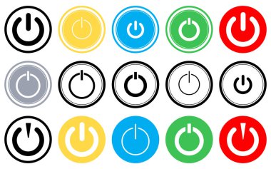 Güç düğmesi simgesi kapatma simgesi güç düğmeleri koleksiyonu ana hatlı düğmeler elektronik şalteri kapat
