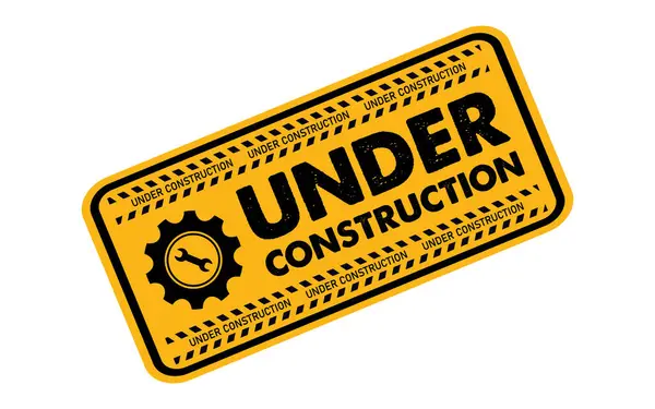 Web sitesi yol uyarısı için İnşaat sarı tabela altında çalışma güvenlik dikkati siyah metin tozlu grunge efekti şeffaf arkaplan