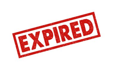 Süresi dolmuş kırmızı mürekkep kauçuk mühür işareti mühür rozeti tozlu grunge efekti modası geçmiş ürün zaman aşımı mağaza etiketi vignette