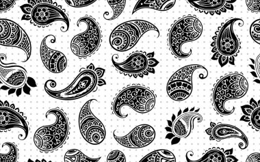 Yaratıcı Paisley dikişsiz desen tasarımı süslemeli çiçek desenli vektör deseni vintage retro stil tekrarlayan desen tasarımı