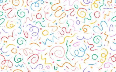 Soyut karalama, canlı, renksiz, kusursuz, sanatsal şekil, nostaljik, çocuksu süsleme vektör dokusu.