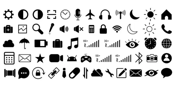 android öntanımlı uygulamaları simge koleksiyonu pil hesap makinesi mesajı saat kamera wifi arama paylaşımı bağlantı bilgileri internet takvimi galeri fotoğrafları müzik dosyalarını kilitle