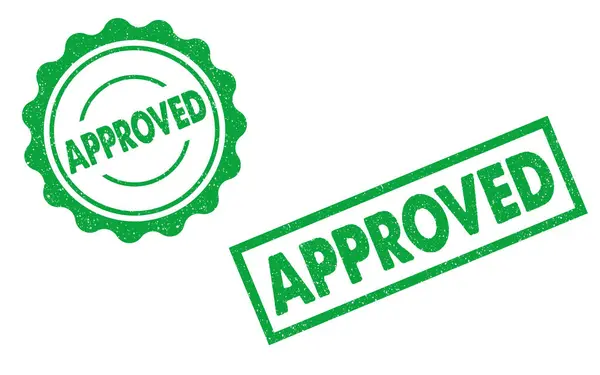 Onaylanmış mürekkep kauçuk mühürü yeşil mühür işareti şeffaf arkaplan üzerinde izole edilmiş kabul edilmiş çember dikdörtgen mühür vintage eski stili