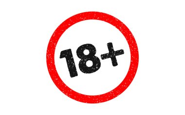 Şeffaf arka plan yetişkin uyarı sembolü grunge etkisi vektör illüstrasyon tasarımı üzerinde kırmızı mürekkep damgası.