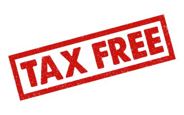 Vergisiz kırmızı mürekkep kauçuk mühür damgası grunge fok rozeti eski tarz vintro stil etiket vignette finace iş ekonomisi vergisiz uluslararası ürün sunar