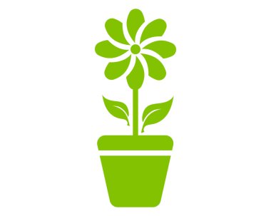 Çiçek Saksısı Simgesi Çevre dostu Bitki Doğası Yeşil Ev Süsleme Vektörü İllüstrasyonu