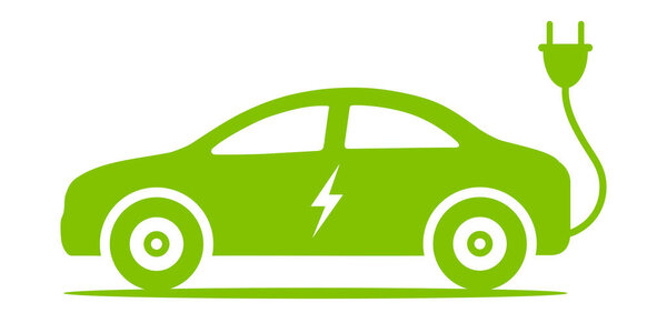 Электромобиль Икона экологически чистый автомобиль EV зарядки зеленый транспортный вектор Иллюстрация