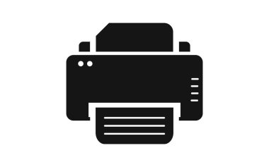 Yazıcı simgesi silueti basılı ofis teknolojisi ekipman tasarımı için basit düz vektör sembolü