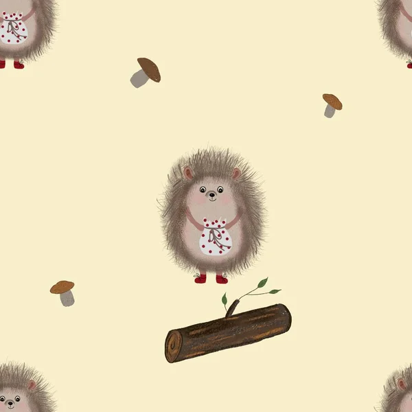 seamless pattern cute hedgehog for baby textile. repeating pattern for beautiful bedding, clothing, fabrics, packaging, printing. Hand drawn. Cute seamless pattern with hedgehog,