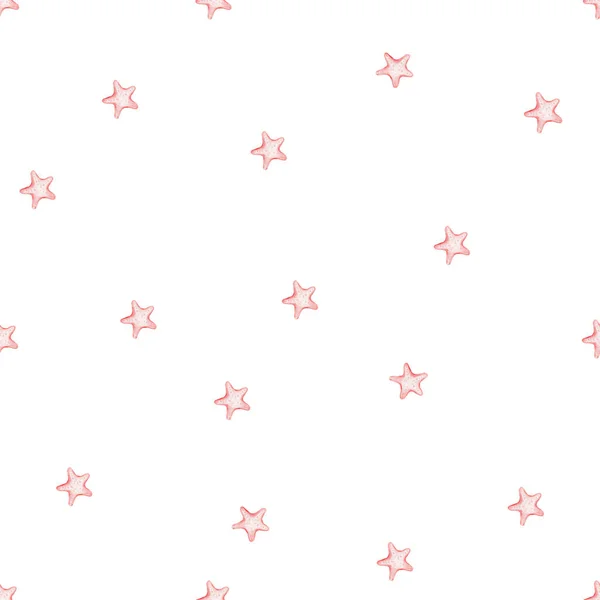Акварельний Безшовний Візерунок Морські Зірки Рожевого Кольору Милий Мінімалістичний Візерунок — стокове фото