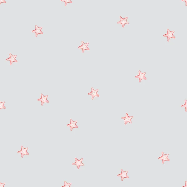 Acuarela Patrón Inconsútil Estrellas Mar Color Rosa Sobre Fondo Gris —  Fotos de Stock