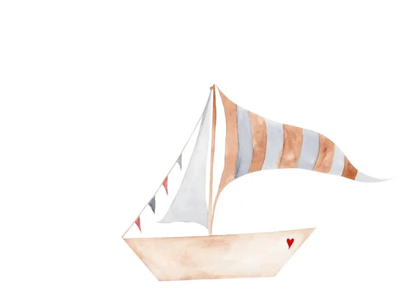 Акварельная Иллюстрация Милой Лодки Изолировать Вашего Бизнеса Печать Футболке Плакат — стоковое фото
