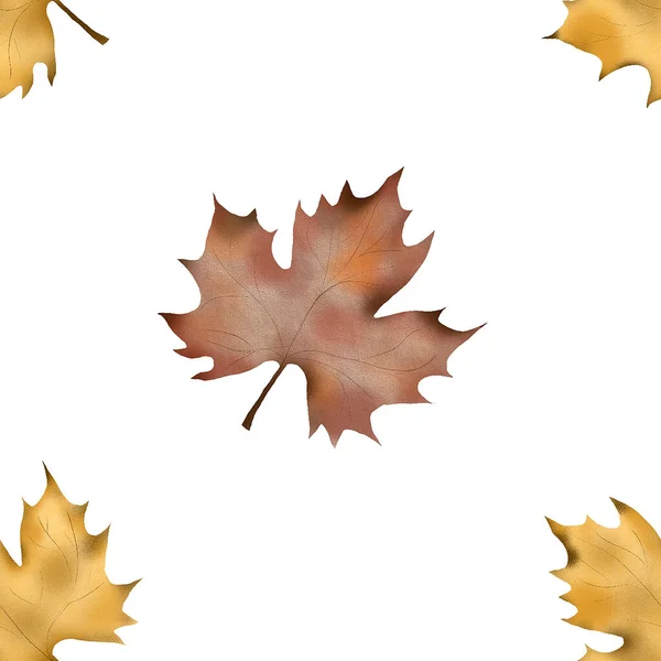 Watercolor Seamless Pattern Autumn Leaves Elegant Minimalist Pattern Textile Scrapbooking — Stock Photo, Image