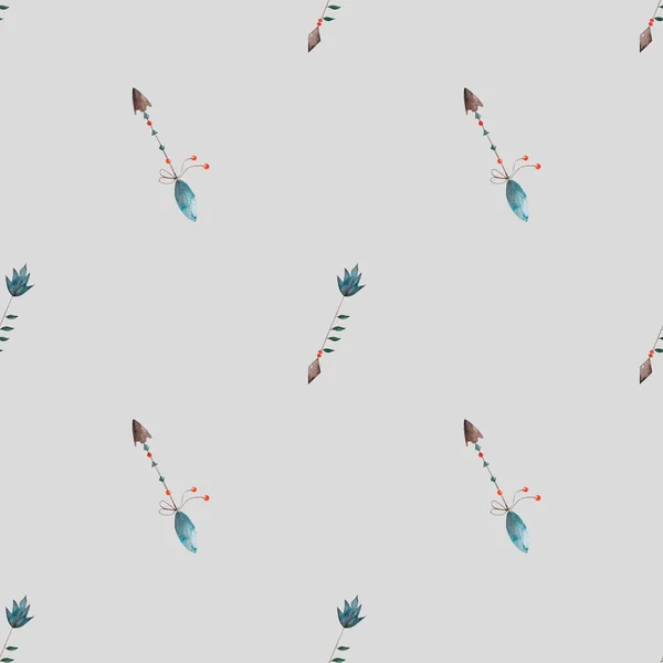 インドの矢を持つ水彩のシームレスなパターン テキスタイルに印刷するためのかわいいブーフパターン 高品質のイラスト — ストック写真