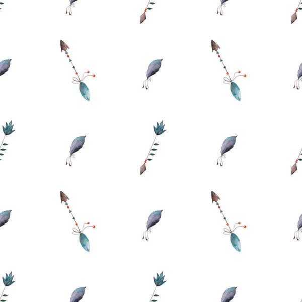 Акварель Бесшовный Узор Индийскими Стрелами Симпатичный Узор Печати Текстиле Высокое — стоковое фото