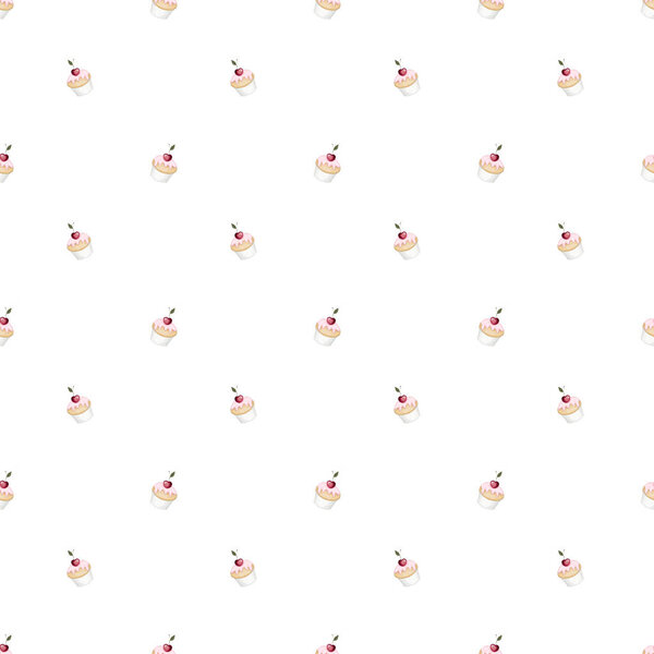 seamless pattern of hand-drawn cupcakes. cute pattern with pastries and berries for printing on fabric, wallpaper, wrapping paper. High quality illustration
