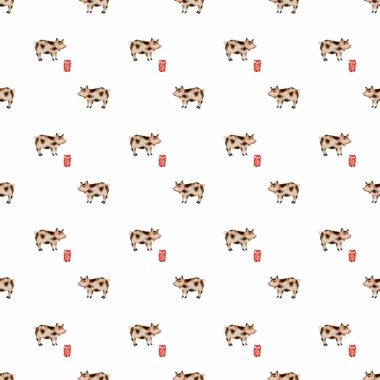 Konserve kutulu, el çizimi şirin domuzun kusursuz deseni. Çiftlik temalı model. Tekstil, ambalaj, duvar kâğıdı ve yapıştırma kitabı basmak için kullanılır. Yüksek kalite fotoğraf