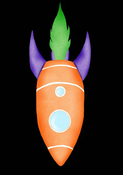 hand drawn sketch of a rocket in the shape of a carrot. cartoon funny illustration for your ideas of posters, cards, banners, stickers. The entire series is available in the portfolio. rocket carrot