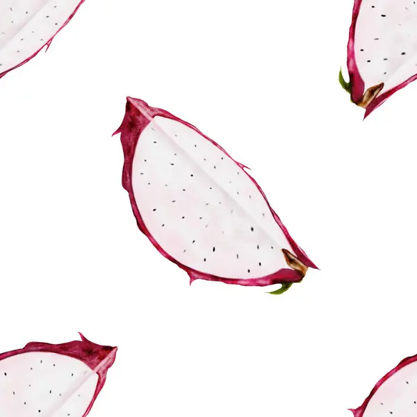 Pitahaya Exotic Fruit Watercolor Frame Isolated White Background Vibrant Illustration — Stock Photo, Image