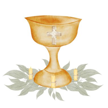 Bebek vaftiz töreni. Katolik unsurların el çizimi dini teması. Vaftiz töreninde bir çocuğu yıkamak için kase. Kartlar ve parti davetiyeleri için ideal. Yüksek kaliteli illüstrasyon