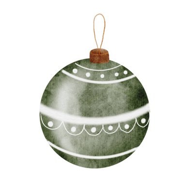 Noel ağacı oyuncak topu. İzole edilmiş beyaz arka planda elle çizilmiş cam top. Yeni yıl elementinin klip sanatı. Noel ve 2024 için kartlar ve davetiyeler için ideal. Yüksek kalite