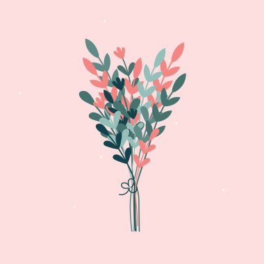 Happy women s day greeting card with bouquet.