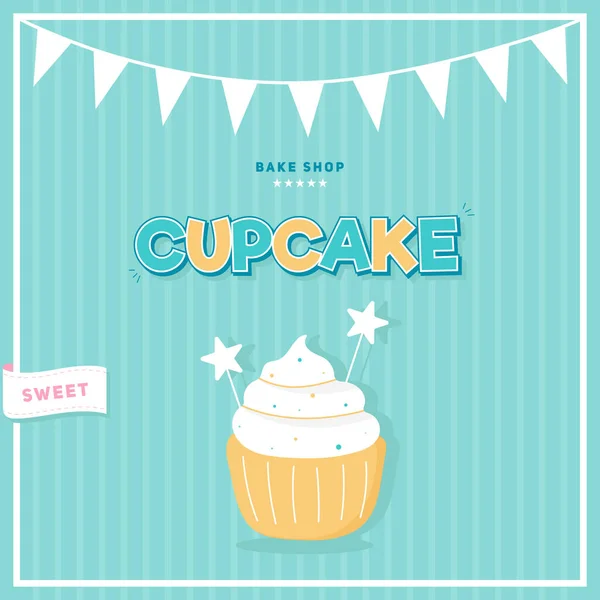 Cartoon Cupcake Poster Ontwerp Met Leuke Tekst — Stockvector