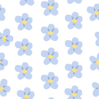  Şirin, bahar, sıcacık mavi çiçek deseni