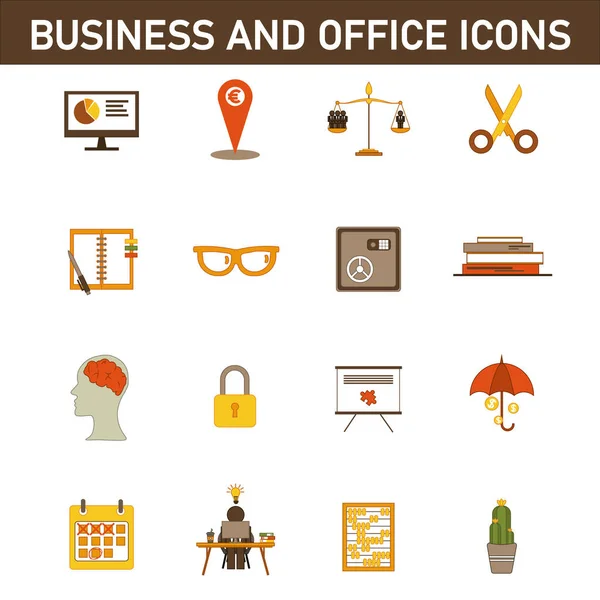 stock vector Collection of multi-colored flat icons on the topic: business and office. Isolated on white background.