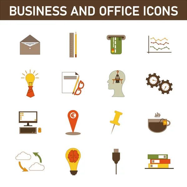 stock vector Collection of multi-colored flat icons on the topic: business and office. Isolated on white background.