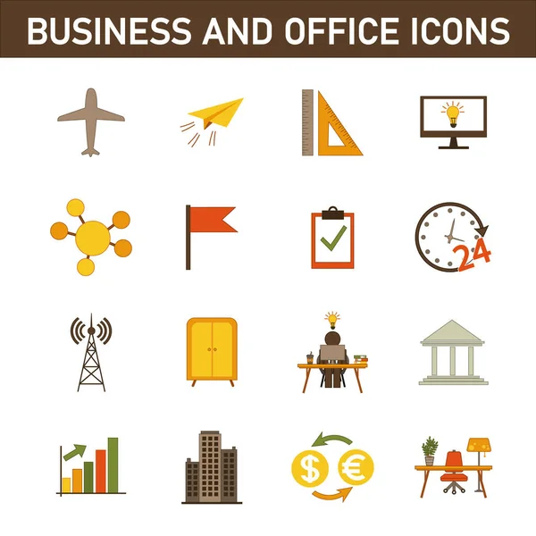 stock vector Collection of multi-colored flat icons on the topic: business and office. Isolated on white background.