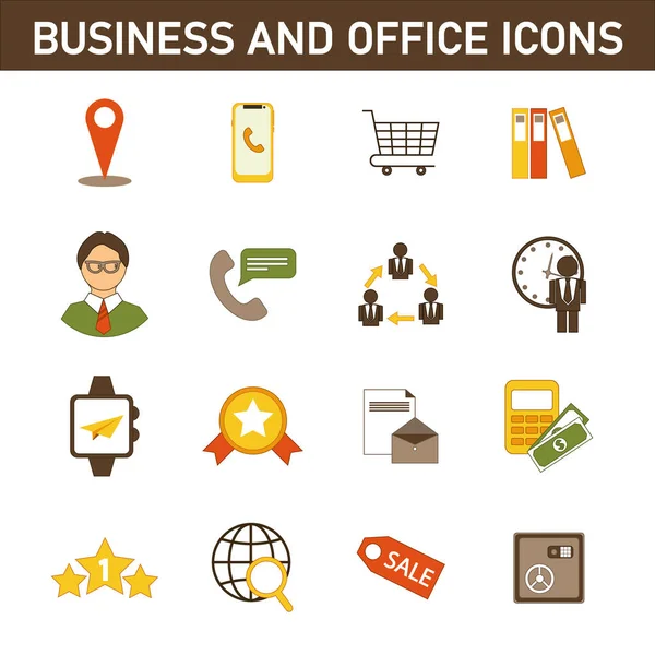 Collection Multi Colored Flat Icons Topic Business Office Isolated White Royalty Free Stock Vectors