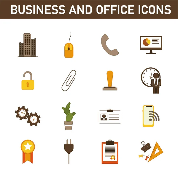 Konuyla ilgili çok renkli düz simgelerin toplanması: iş ve ofis. Beyaz arkaplanda izole.