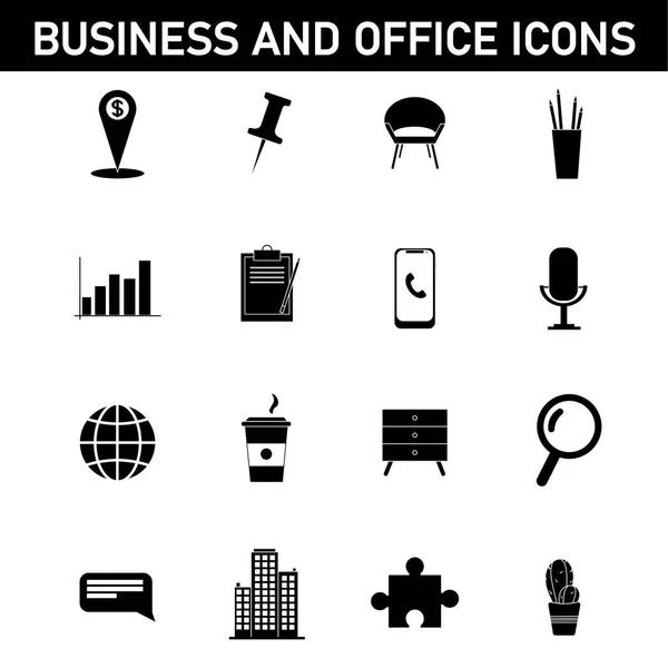 Collection Simple Icons Topic Business Office Isolated White Background Royalty Free Stock Vectors