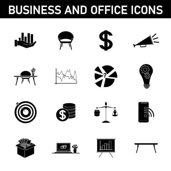 Collection Simple Icons Topic Business Office Isolated White Background Vector Graphics