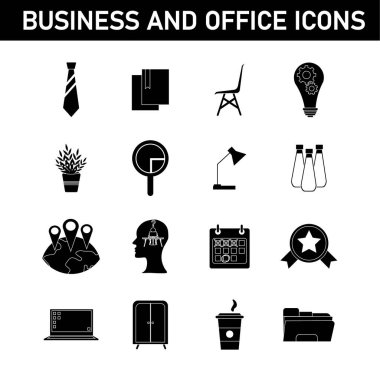 Konuyla ilgili basit simgelerin toplanması: iş ve ofis. Beyaz arkaplanda izole.